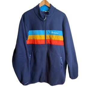 Cotopaxi Men Teca Fleece Full Zip Jacket 3X Blue Retro Stripe Hike Outdoor Gorp